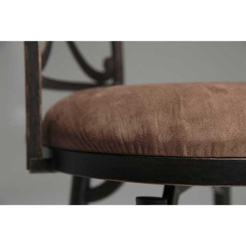 Image of Blackened Bronze Metal 30-inch Bar Stool with Brown Microfiber Swivel Seat