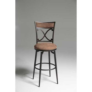 Blackened Bronze Metal 30-inch Bar Stool with Brown Microfiber Swivel Seat