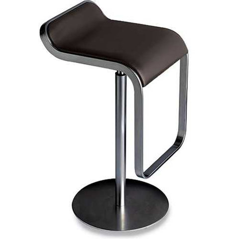 Image of Contemporary Stainless Steel Barstool Chair with brown leather seat