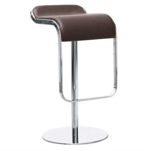 Contemporary Stainless Steel Barstool Chair with brown leather seat