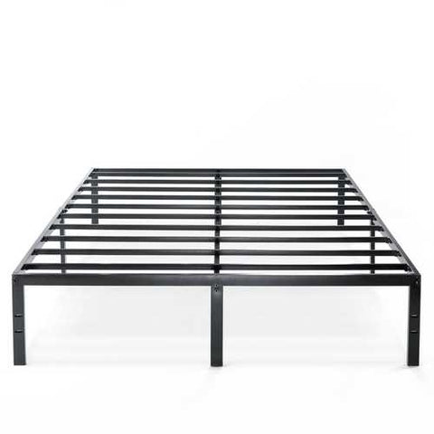 Image of Full size Black Metal Platform Bed Frame with Headboard Attachment Slots