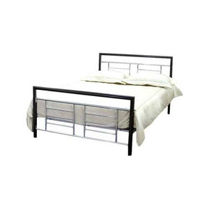 Full size Black Metal Platform Bed with Headboard and Footboard with Silver Accents