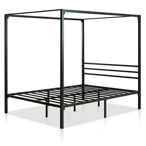 Image of Full size Modern Black Metal Canopy Bed Frame