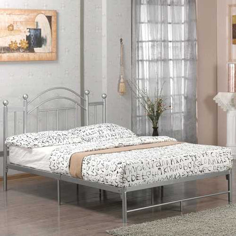 Image of Full size Metal Platform Bed Frame with Headboard and Footboard in Silver