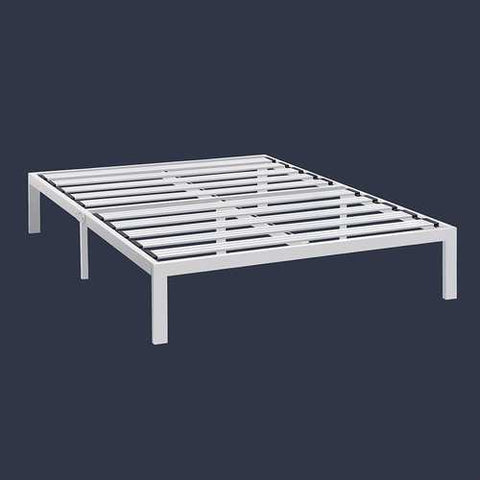 Image of Full size Heavy Duty Metal Platform Bed Frame in White