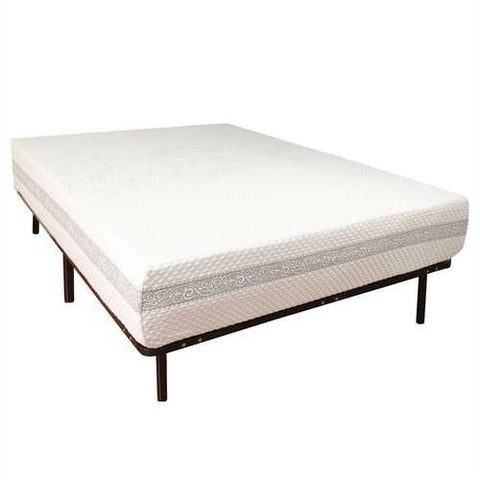 Image of Full size Metal Platform Bed Frame with Wooden Mattress Support Slats