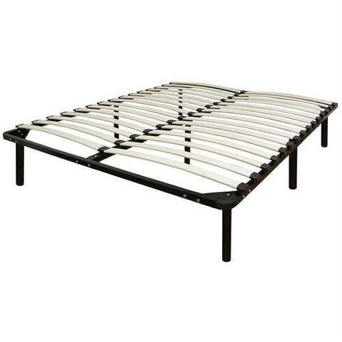 Image of Full size Metal Platform Bed Frame with Wooden Mattress Support Slats