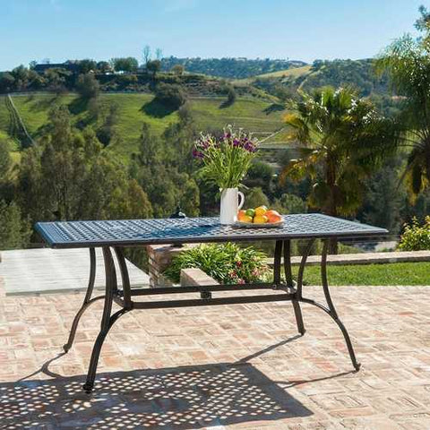 Image of Cast Aluminum 40 x 70 inch Outdoor Dining Table in Bronze