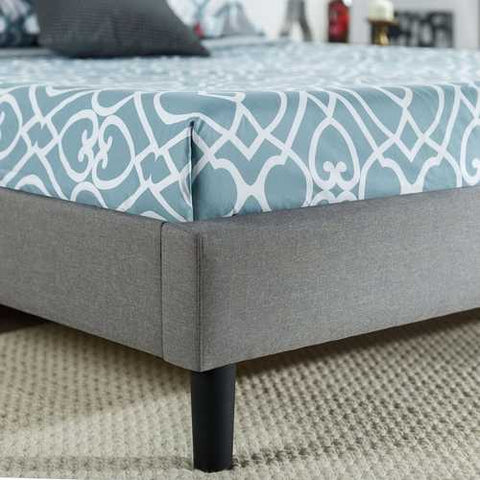 Image of Full size Grey Upholstered Platform Bed with Classic Button Tufted Headboard