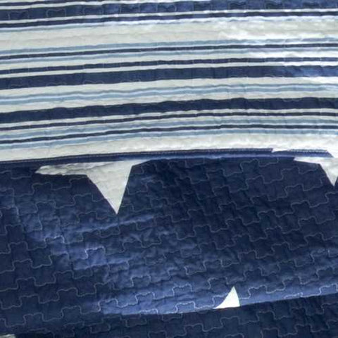 Image of Full / Queen Navy Stars And Stripes At Night Quilt Coverlet Bedspread Set