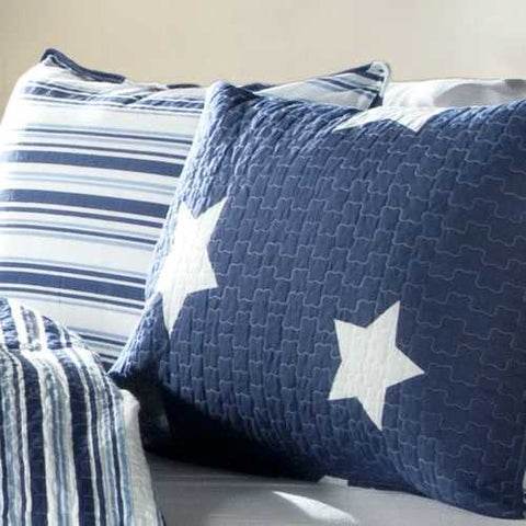 Image of Full / Queen Navy Stars And Stripes At Night Quilt Coverlet Bedspread Set