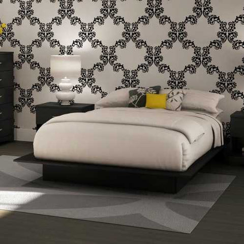 Image of Full / Queen size Modern Platform Bed Frame with 2 Storage Drawers