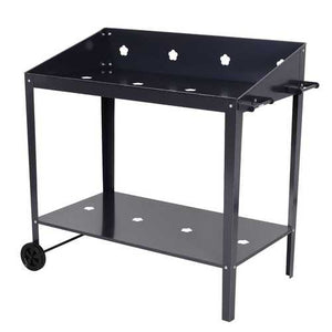 Modern Black Steel Raised Planter Stand Cart with Wheels