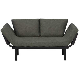 Modern Futon Sofa Bed Recliner Daybed with Grey Linen Cushions