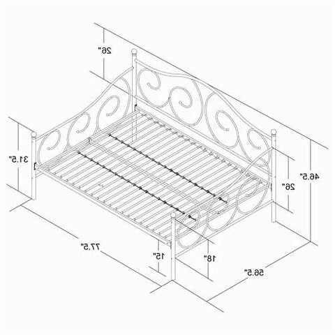 Image of Full size Day Bed in Contemporary White Metal Finish