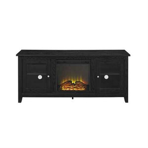 Black 2-in-1 TV Stand with Electric Fireplace Heater