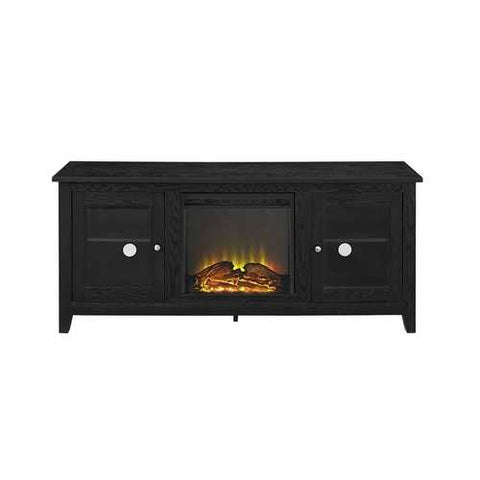 Image of Black 2-in-1 TV Stand with Electric Fireplace Heater