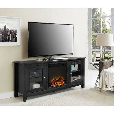 Image of Black 2-in-1 TV Stand with Electric Fireplace Heater