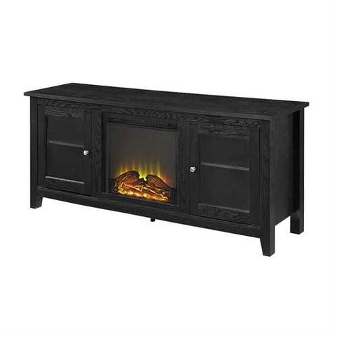 Image of Black 2-in-1 TV Stand with Electric Fireplace Heater