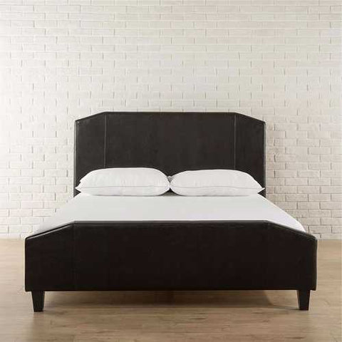 Image of Full size Espresso Faux Leather Upholstered Platform Bed with Headboard & Footboard