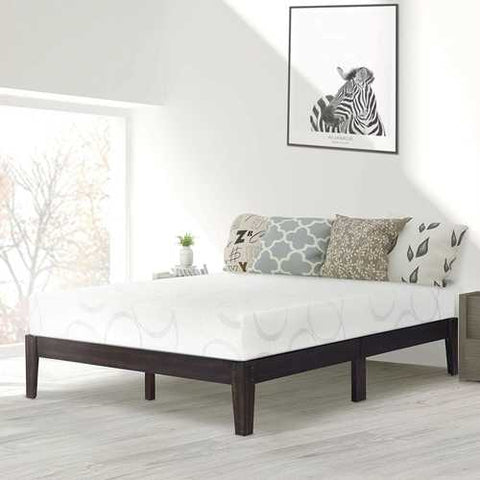 Image of Full size Solid Wood Platform Bed Frame in Black Finish