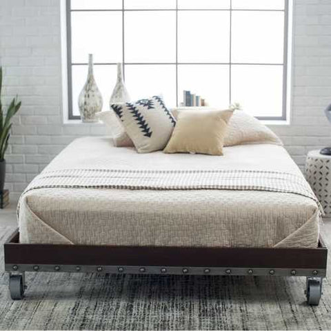 Image of Full size Heavy Duty Industrial Platform Bed Frame on Casters