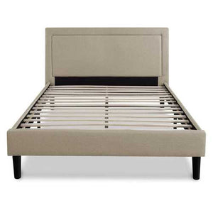 Full size Taupe Upholstered Platform Bed with Classic Headboard