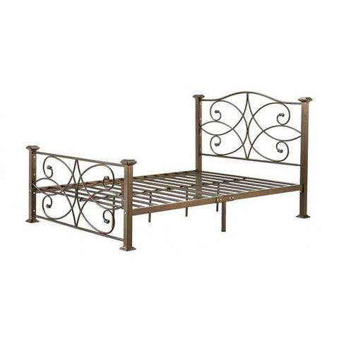 Image of Full size Gold Metal Platform Bed Frame with Headboard and Footboard