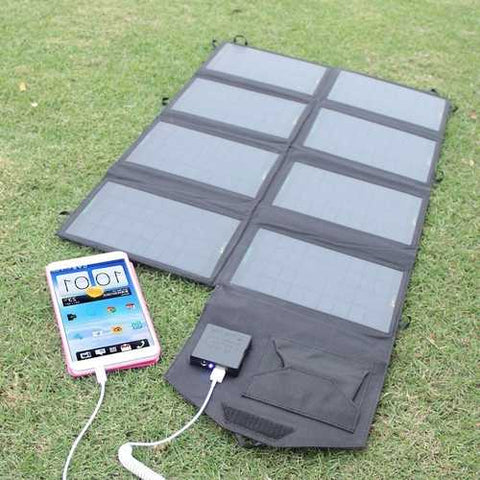 Image of 52-Watt 24V Dual Output Folding Solar Panel Battery Charger for Phone Tablet