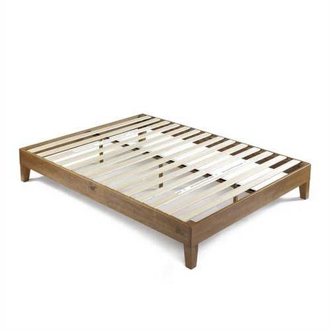 Image of Full size Solid Wood Low Profile Platform Bed Frame in Pine Finish