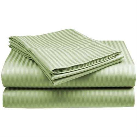 Image of Full size Microfiber Sateen Dobby Stripe Sheet Set in Sage Green