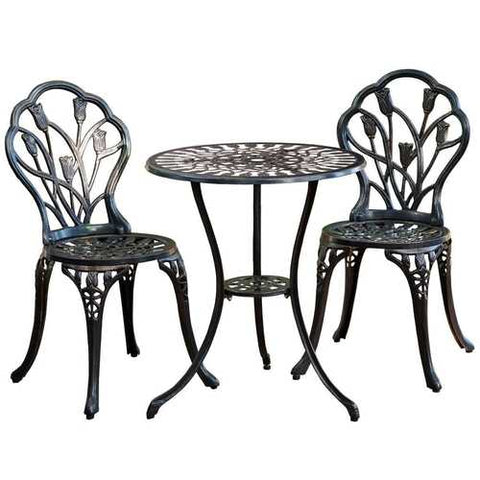 Image of Outdoor 3-Piece Metal Patio Furniture Set in Antique Bronze Finish