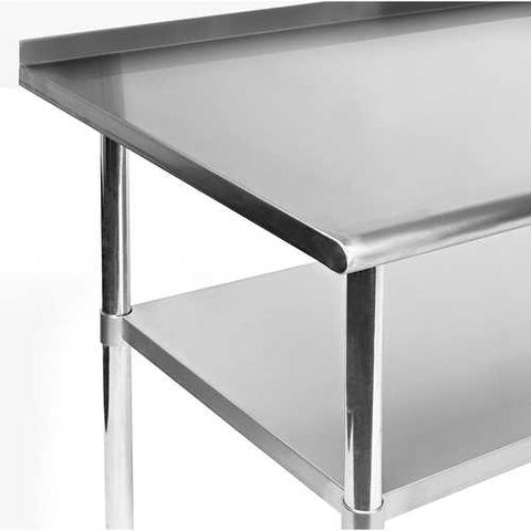 Image of Heavy Duty 30 x 24 inch Stainless Steel Restaurant Kitchen Prep Work Table with Backsplash