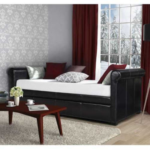 Twin size Brown Faux Leather Upholstered Daybed with Trundle