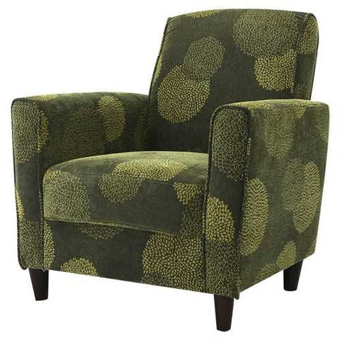 Image of Contemporary Green Fabric Upholstered Flared Arm Accent Chair with Wood Legs