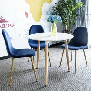 Mid-Century Modern 31.5-inch Round Dining Table in White with Wood Legs