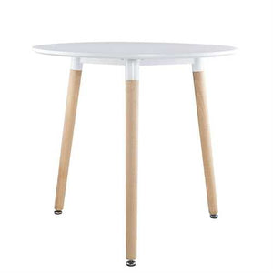 Mid-Century Modern 31.5-inch Round Dining Table in White with Wood Legs