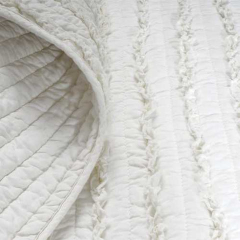 Image of Twin Oversized 3-Piece Quilt Set White 100% Cotton Ruffles Pre-Washed