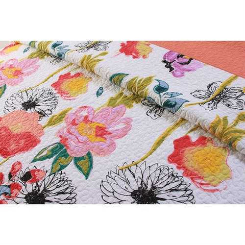 Image of Full / Queen Cotton Quilt Set Multi-Color Floral Pattern