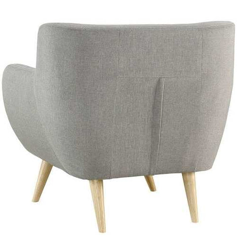 Image of Gray Upholstered Mid-Century Style Armchair Accent Chair with Wood Legs