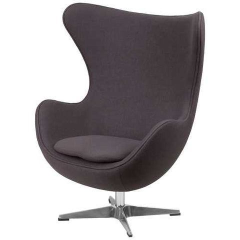 Image of Grey Wool Fabric Upholstered Mid-Century Style Arm Chair