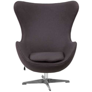 Grey Wool Fabric Upholstered Mid-Century Style Arm Chair