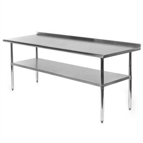 Image of Stainless Steel 72 x 24 inch NSF Certified Kitchen Prep Work Table with Backsplash