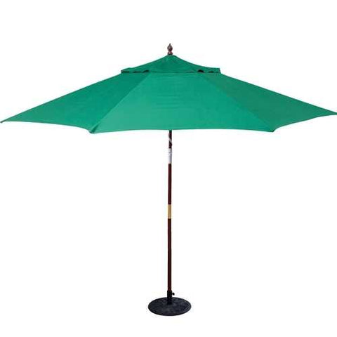 Image of 11-Ft Wood Patio Umbrella with Green Canopy - Commercial Grade