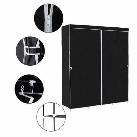 Image of Black 60-inch Wardrobe Closet Portable Clothes Storage Organizer