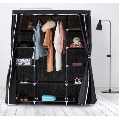 Image of Black 60-inch Wardrobe Closet Portable Clothes Storage Organizer