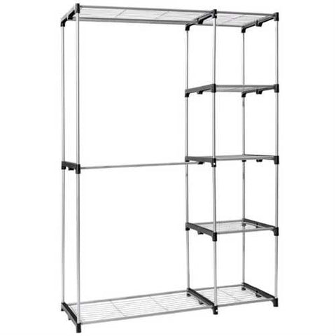 Image of Portable 68-inch Clothes Hanger Bedroom Closet Organizer Shelving Unit