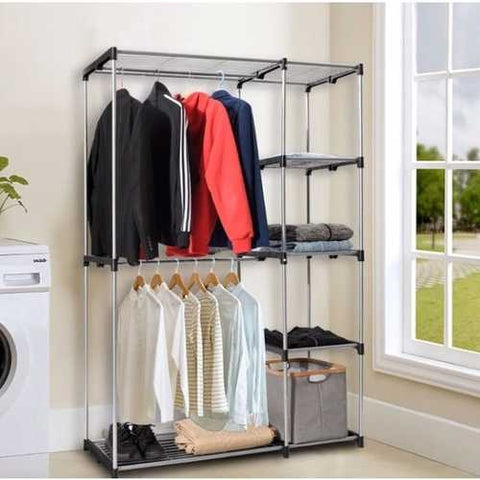 Image of Portable 68-inch Clothes Hanger Bedroom Closet Organizer Shelving Unit