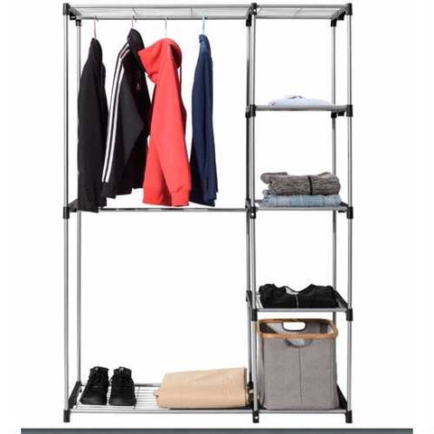 Image of Portable 68-inch Clothes Hanger Bedroom Closet Organizer Shelving Unit