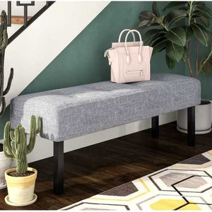 Modern Grey Upholstered Memory Foam Accent Bench